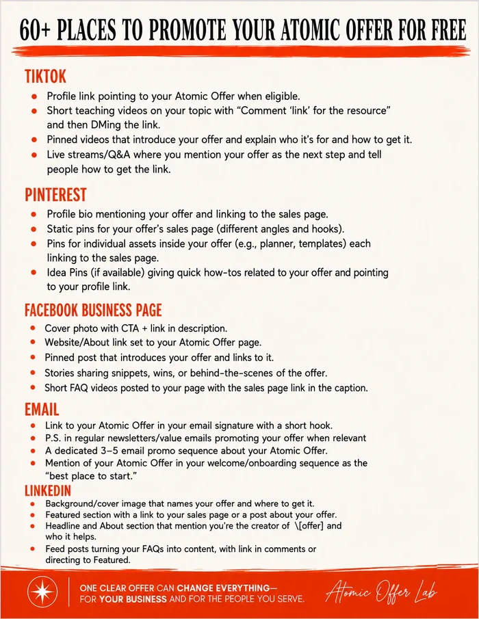 Places to promote your Atomic Offer: TikTok, Pinterest, and LinkedIn